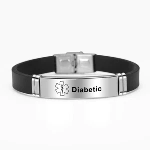 Medical Alert Bracelet Plate Silicone Diabetes, Epilepsy, Wafarin 16 Options - Picture 1 of 17