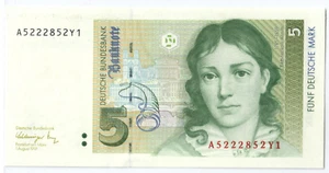 Banconota da cinque marchi tedeschi Germania non circolata - Foto 1 di 2