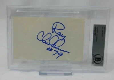 Tarjeta índice firmada por Ray Childress 3x5 Beckett encapsulada Texas A&M Aggies Oilers Foto 1 de 2