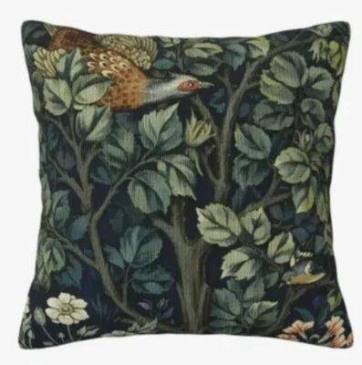 William Morris Abstract Floral Bird Design Throw Pillow Cover Home Decor 18” - Image 1 of 4
