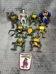 Big Lot Of 9 90s Teenage Ninja Turtles TMNT Vintage Figures With A Patch - Picture 1 of 12