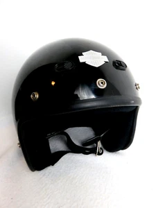 Harley-Davidson Helmet Mens XXL Jet Black Large Face Clip On Snaps No Visor - Picture 1 of 8