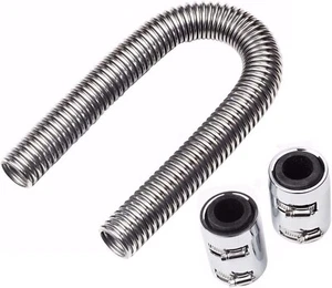 24" Stainless Steel Radiator Flexible Coolant Water Hose Kit Caps Universal Z1 - Picture 1 of 5