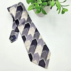 Vito By VR Necktie Silk Black Gray Geometric Stripe Hand Made In Italy - Picture 1 of 4