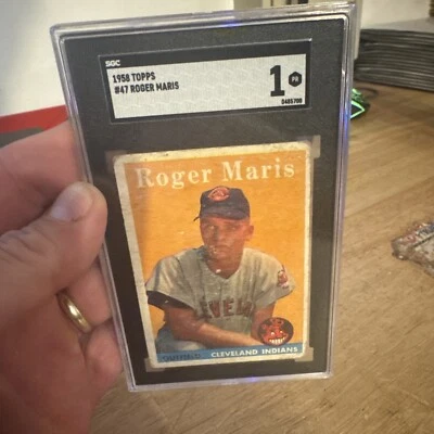 Винтажная антикварная карточка дебютанта Роджера Мариса SGC 1 Topps New York Yankees NYC 1958 RC - Изображение 1 из 4