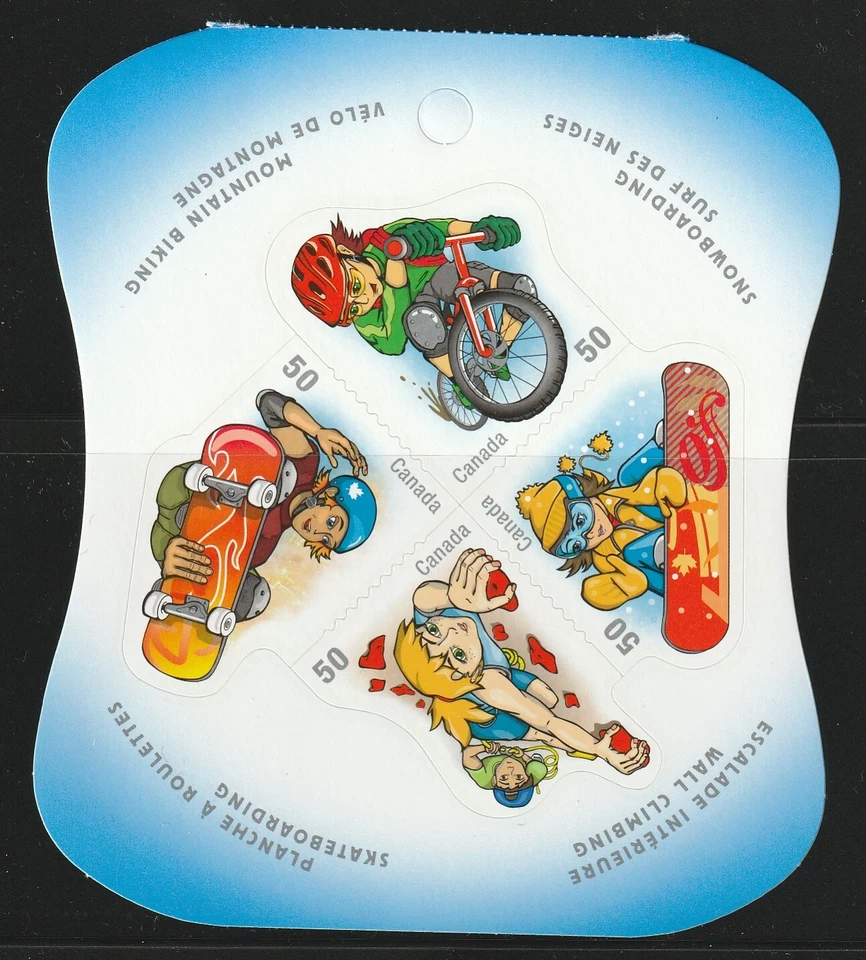 Canadá #2121a-d, deportes juveniles, panel de folletos de 4, MNH 2005 Foto 1 de 1