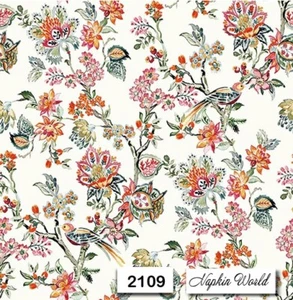 (2109) ZWEI einzeln. Papier LUNCHEON Decoupage Servietten - ASIATISCHES BLUMENVOGEL DESIGN - Bild 1 von 3