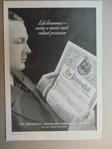 1939 The PRUDENTIAL INSURANCE CO. of AMERICA Vintage Kunstdruck Anzeige - Bild 1 von 1