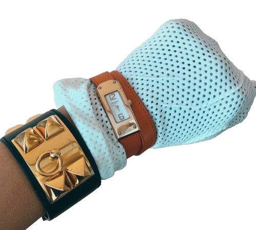 HERMÈS Bracciale HERMES Swift nero oro collier De Chien CDC pelle nera borchie