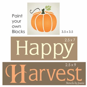 Joanie Happy Harvest 3 pc. Stencil Autumn Pumpkin Fall Primitive Craft DIY Signs - Picture 1 of 7
