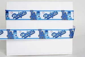 LOS ANGELES DODGERS 7/8" GROSGRAIN RIBBON - VARIOUS YARDS BASEBALL SHIP FROM USA - Picture 1 of 1