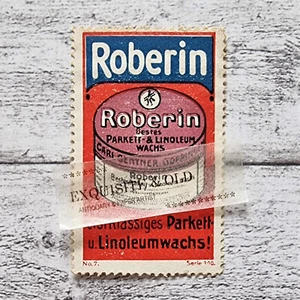 Roberin Parkett Linoleumwachs Gentner Göppingen Werbung Vintage Reklamemarke alt - Picture 1 of 2