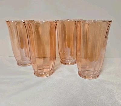 Juego de 4 vasos/vasos de vidrio para mujer Pioneer melocotón/rosa brillo 5 3/4" Foto 1 de 4