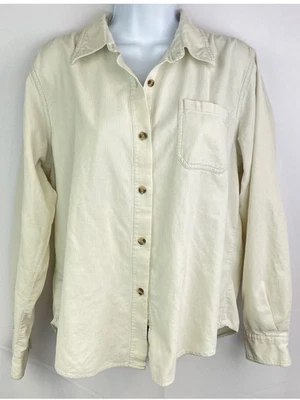 Lee Women's Vintage Ivory Corduroy Long Sleeve Button Down Cotton Shirt Size L - Image 1 of 4