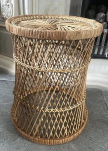 Mid Century Wicker Plant Stand or Small Side Table Boho Rattan Vintage Retro - Picture 1 of 2
