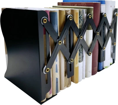 Sujetalibros metal libros pesados ajustables estantes oficina hogar 19 pulg negro Foto 1 de 4