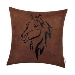 Leather Throw Pillow Cover 20 X 20 Inches - Dark Brown Faux Leather Pillow - Picture 1 of 7