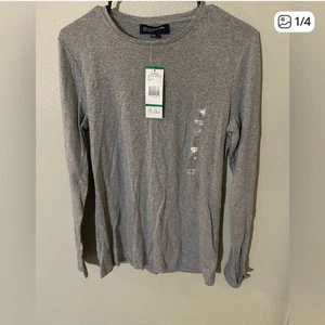 NWT Jones New York top Large Gray womens classic long sleeve shirt casual - Picture 1 of 4