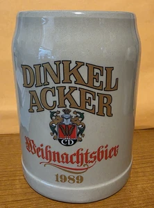1989 Stoneware Beer Mug Crock Stein German Dinkel Acher Weihnachtsbier Christmas - Picture 1 of 6