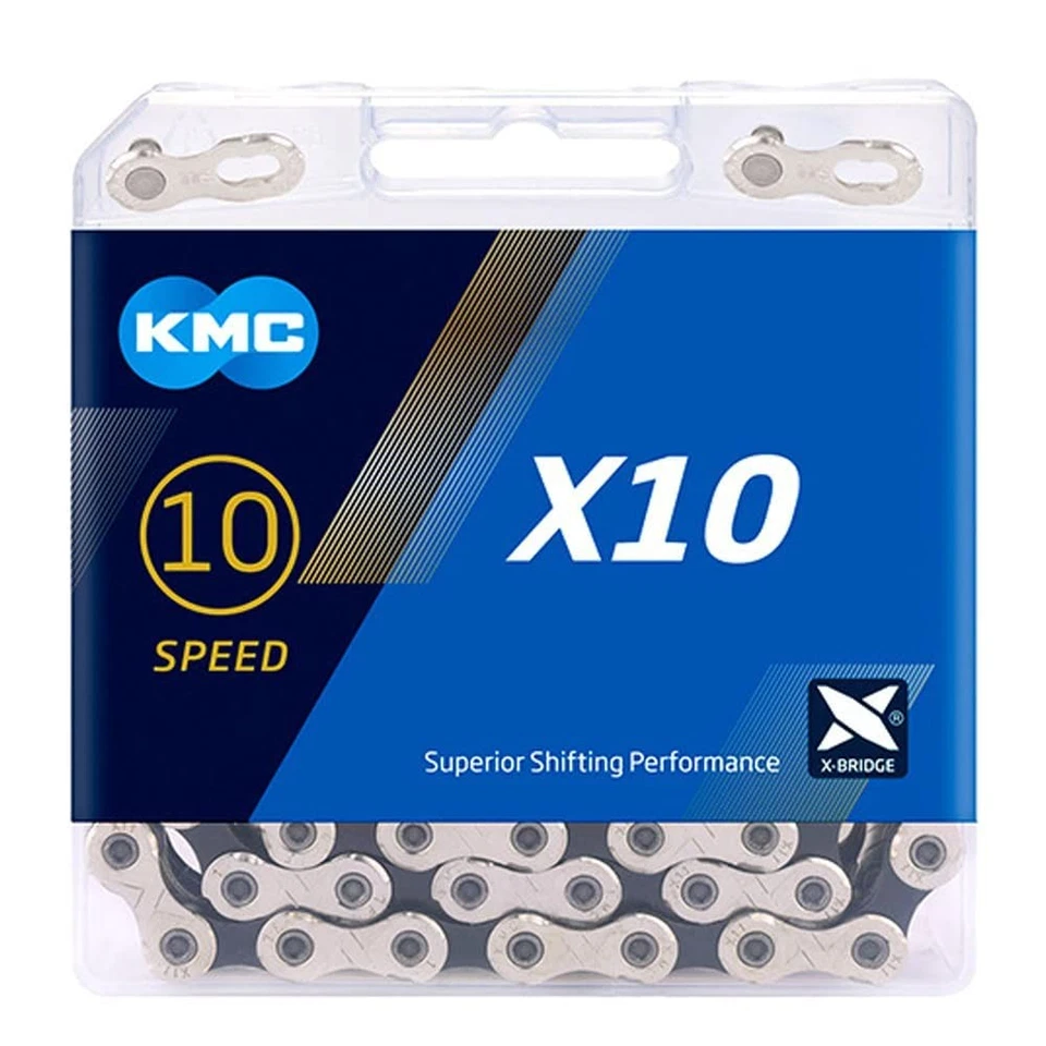 KMC X10 10-Speed Bicycle Chain 116 Links Silver/Black - Image 1 of 1