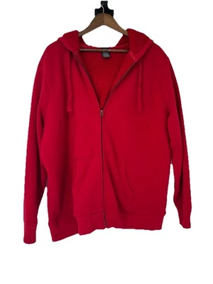 Sudadera con Capucha Forrada de Vellón Glory Sherpa Desteñida Cremallera Completa Y2K 3X Plus Roja Foto 1 de 4