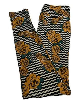 Leggings LuLaRoe OS Talla Única OTOÑO Otoño FLORALES Amarillo Chevron Rayas Envío RÁPIDO Foto 1 de 4