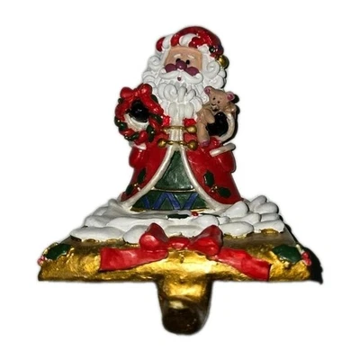 Medias de Navidad Soporte Papá Noel Estatuilla Oso de Peluche Corona Base Dorada Foto 1 de 4