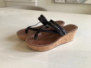 Sam Edelman Sandals Womens Rasha Black Strappy Cork Wedge Platform sz 10 - Picture 1 of 4