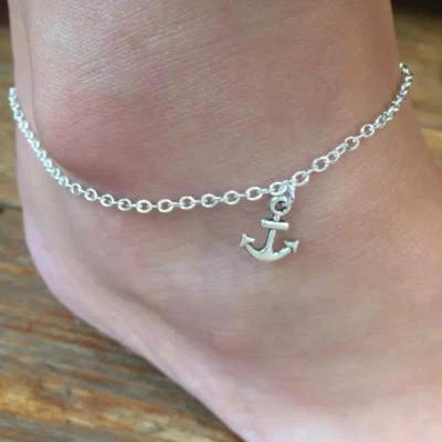 Cavigliera ANCORA a catena Argento con ciondolo bracciale piede in da Uomo Donna - Immagine 1 di 4