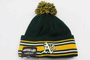 New Era Green Oakland Athletics Striped Cuffed Knit Hat with Pom - Picture 1 of 8