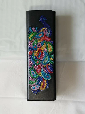 Peacock Diamond Painted Eye Glass Case - Image 1 of 2