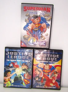 Lot 3 DC Comics DVD's 2 Justice League 1 Superman SuperVillains Brainiac - Imagen 1 de 12