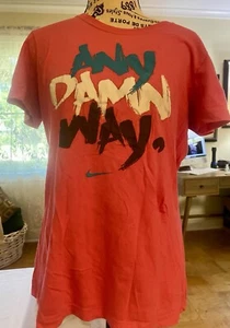 Nike Wmns Dri Fit Shirt L Large Slim Fit Hot Pink Athletic Workout Any Damn Way - Picture 1 of 9