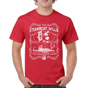 Steamboat Willie 1928 Classic T-shirt Vintage Retro Cartoon Mouse Men's Tee - Picture 1 of 113