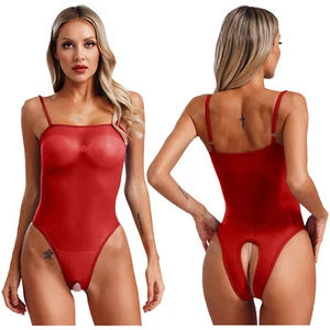 Womens Bodysuit Seamless Lingerie Ultra-thin Leotard Glossy Clubwear Nightclub - Picture 1 of 73