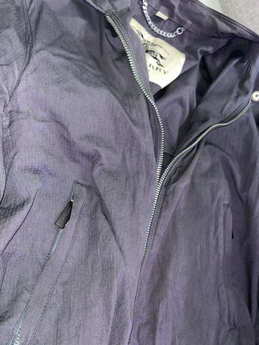 RARA Burberry Band Collare Giacca Bomber Leggera Grigia Uomo Med Seersucker