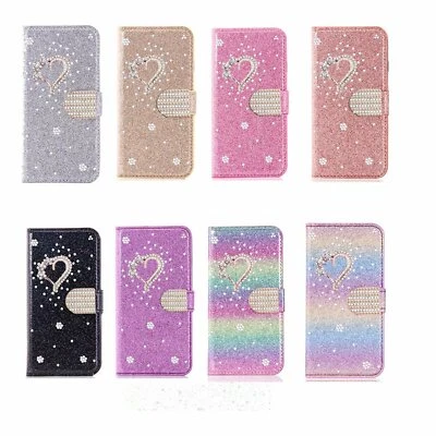 Bling Love Flip Wallet Phone Case Cover For Samsung S25Ultra S20 S21 S22 S23 S24 - Image 1 of 4