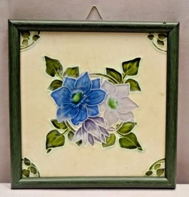 Tile Majolica Japan Vintage Art Nouveau Architecture Geometric Design Old #410* - Image 1 of 4