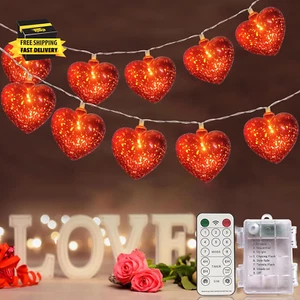 Valentines Heart Decoration Lights, 6.8Ft Valentine'S Day String Lights Battery - Picture 1 of 7