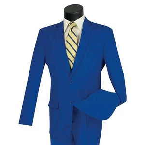 BIG & TALL Men's Royal Blue 2-Button Classic-Fit Poplin Polyester Suit NWT - Picture 1 of 3