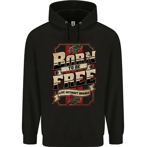 Born To Be Free Biker Motorrad Kinder Kapuzenpulli - Picture 1 of 3