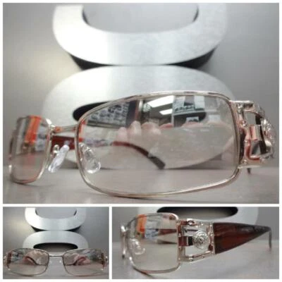 Classy Elegant Sophisticated Day Night SUN GLASSES Silver Frame Light Tint Lens - Image 1 of 4