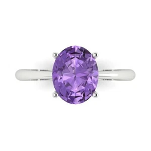 2.5 tcw Oval Cut Engagement Ring 14K White Gold Alexandrite Promise Ring - Picture 1 of 11
