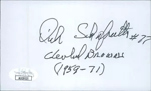 Dick Schafrath Cleveland Browns Signed 3x5 Index Card JSA Authenticated - Picture 1 of 2