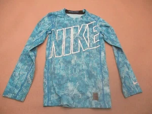 NIKE DRI-FIT PRO Size M Boy Blue Stretch Long Sleeve Compression Workout Top 434 - Picture 1 of 10