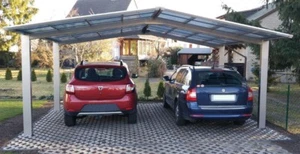 Ximax Carport Linea Kombi. Typ 60 M-Ausführung Edelstahl-Look L 4,95 x B 5,46 m  - Bild 1 von 3
