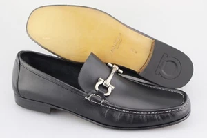 Men's SALVATORE FERRAGAMO 'Giordano' Black Leather Loafers Size US 11.5 - D - Picture 1 of 6