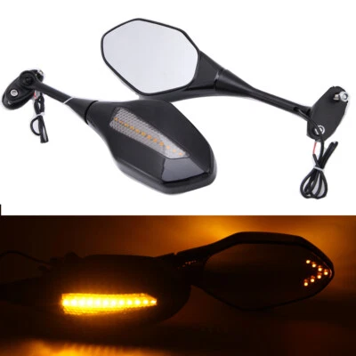 Espejos retrovisores laterales LED luz intermitente para Honda CBR1000RR SUZUKI GSXR600 Foto 1 de 4
