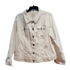 Torrid Jean Jacket Women's Size 3 Long Sleeves White Denim Silver Buttons