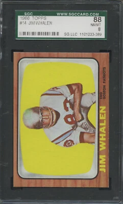 1966 Topps #14 Jim Whalen New England Patriots  SGC 88 NM/MT 8 - Image 1 of 2